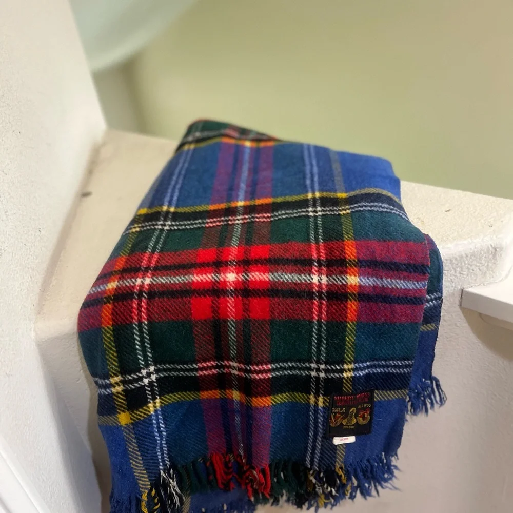 VNTG Wool Blanket Robert Burns Travelling Plaid All Wool Made/ Scotland 57x65